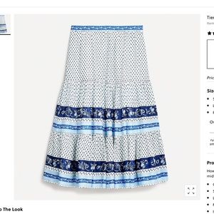 NWT J. Crew Tiered Skirt in Blue Ribbon Block